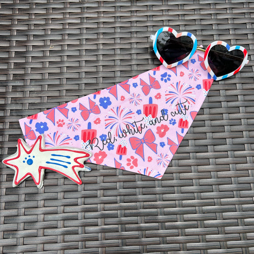 Red, White, Cute Pet Bandana