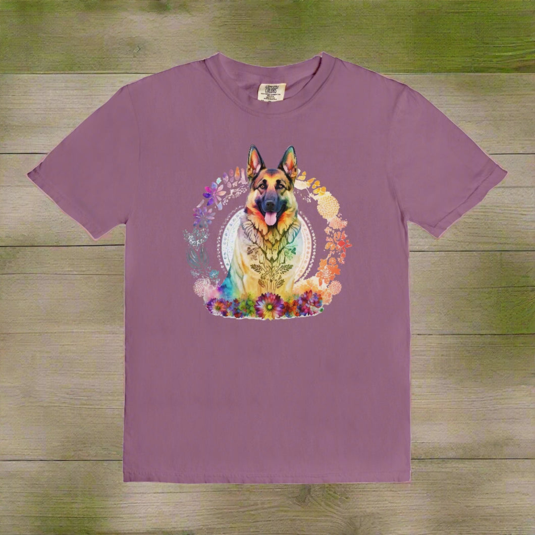 German Shepherd Floral Mandala Tee