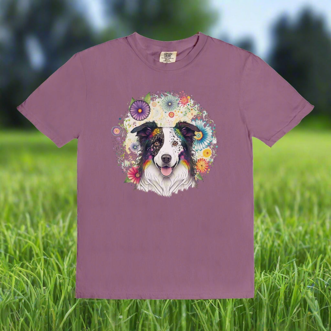 Border Collie Floral Mandala Tee