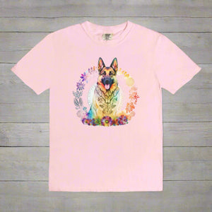 German Shepherd Floral Mandala Tee