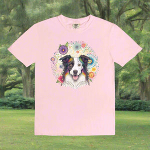 Border Collie Floral Mandala Tee