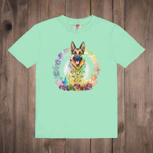 German Shepherd Floral Mandala Tee