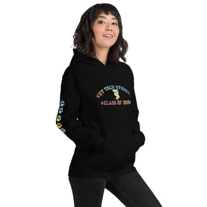 Vet Tech Student Class of 2019 Hooded Sweatshirt with Pawprints on Sleeve