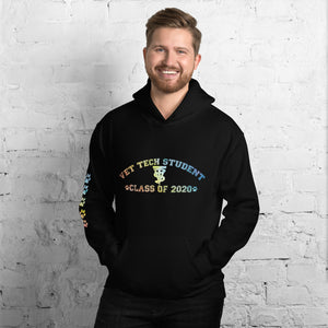 Vet Tech Student Class of 2020 Unisex Hoodie With Pawprints on Sleeve